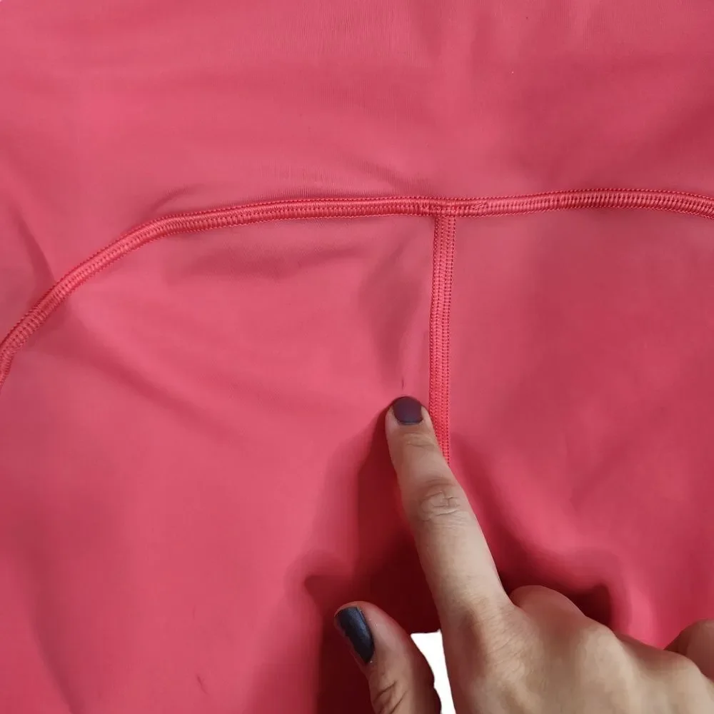 LULULEMON Pants Womens 8 Coral Pink On Pace Crop 21" Cropped Leggings Mesh - Picture 7 of 8